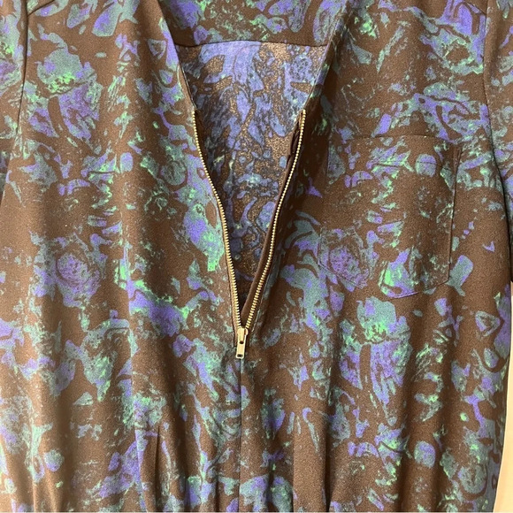 Selected Femme Women’s Blue & Black Dress with VNeck, 1/4 Zip & Pockets Size 36 - Picture 7 of 9